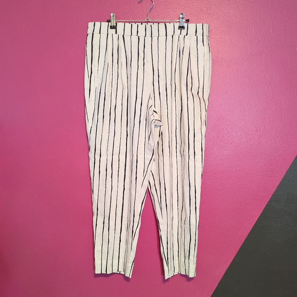 Alfani Black & White Striped Long Pants XL